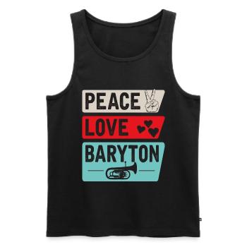 Peace Love Baryton Drôle Baryton Joueur - Débardeur bio Premium Homme - noir - Devant - AI Model Male 178 light (178cm)