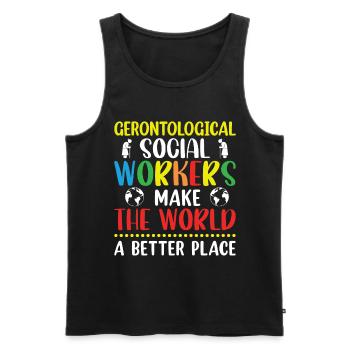 Travailleur social gérontologique Emploi Gérontologie - Débardeur bio Premium Homme - noir - Devant - Michal (187cm)