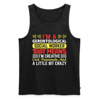 Travailleur social gérontologique Emploi Gérontologie - Débardeur bio Premium Homme - noir - Devant - Michal (187cm)