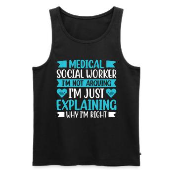 Travailleur social médical Emploi Hôpital - Débardeur bio Premium Homme - noir - Devant - Michal (187cm)