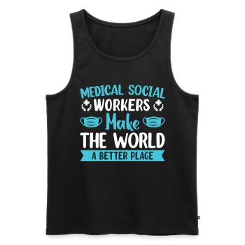 Travailleur social médical Emploi Hôpital - Débardeur bio Premium Homme - noir - Devant - Michal (187cm)