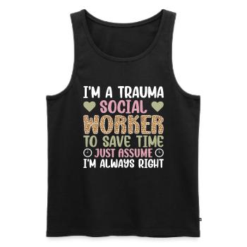 Trauma Travailleur social Profession Emploi Santé mentale - Débardeur bio Premium Homme - noir - Devant - Michal (187cm)