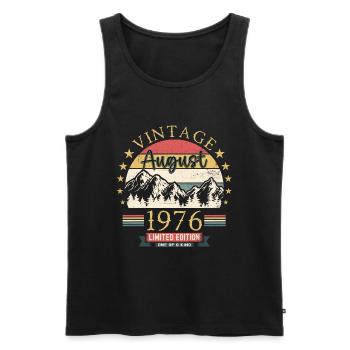 Original August Vintage 1976 Birthday Gift - Men's Premium Organic Tank Top - black - Front - Michal (187cm)