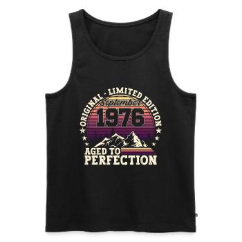 Original September 1976 46th Birthday Gift - Men's Premium Organic Tank Top - black - Front - Michal (187cm)