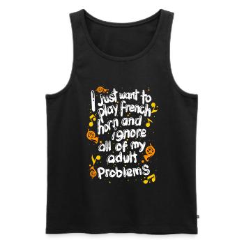 Funny French Horn Musical Instrument - Men's Premium Organic Tank Top - black - Front - Michal (187cm)