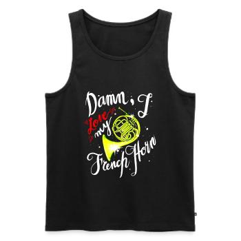 Funny French Horn Musical Instrument - Men's Premium Organic Tank Top - black - Front - Michal (187cm)