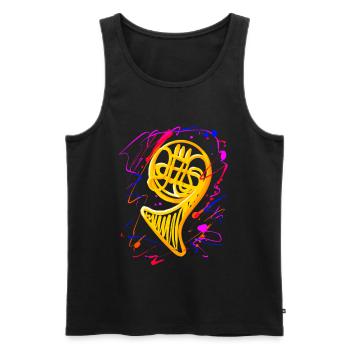 Funny French Horn Musical Instrument - Men's Premium Organic Tank Top - black - Front - Michal (187cm)