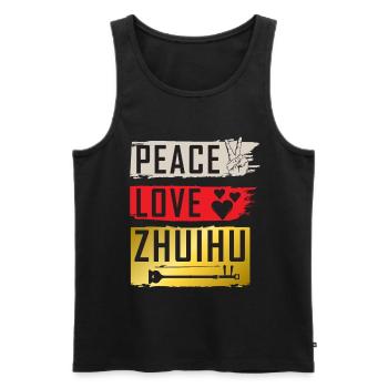 Peace Love Zhuihu Musical Instrument - Männer Premium Bio Tank Top - Schwarz - Vorne - Michal (187cm)