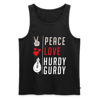 Peace Love Hurdy Gurdy Music Instrument - Men's Premium Organic Tank Top - black - Front - Michal (187cm)