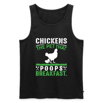 Poulets L’animal qui fait caca Petit déjeuner - Débardeur bio Premium Homme - noir - Devant - Michal (187cm)