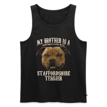 Chiot chien Staffordshire Terrier - Débardeur bio Premium Homme - noir - Devant - Michal (187cm)