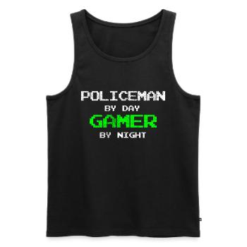 Gamer Police Policeman - Débardeur bio Premium Homme - noir - Devant - AI Model Male 178 light (178cm)