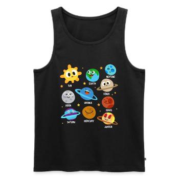 Univers du système solaire Planet galaxy - Débardeur bio Premium Homme - noir - Devant - Michal (187cm)