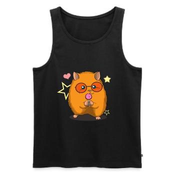 Lustiger Hamster mit Lutscher Lolly Pop - Männer Premium Bio Tank Top - Schwarz - Vorne - AI Model Male 178 light (178cm)