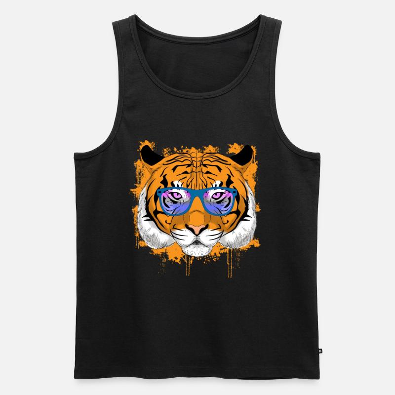 Cooler Tiger Geschenk - Männer Premium Bio Tank Top - Schwarz