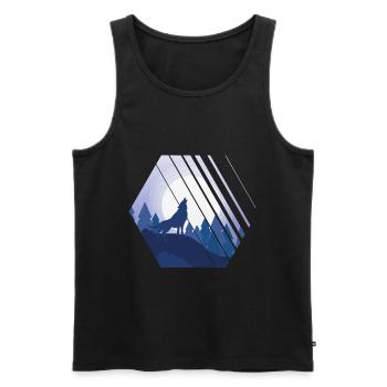 Heulender Wolf Hexagon Wildnis - Männer Premium Bio Tank Top - Schwarz - Vorne - AI Model Male 178 light (178cm)