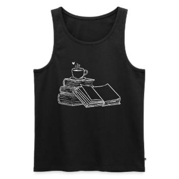 Réserver le café - Débardeur bio Premium Homme - noir - Devant - AI Model Male 178 light (178cm)