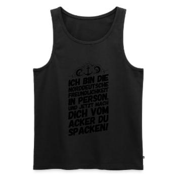 Plattdeutsch Spruch Sprüche Norddeutschland Ironie - Männer Premium Bio Tank Top - Schwarz - Vorne - Michal (187cm)