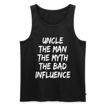 Uncle The Man The Myth The Bad Influence - Uncle ! - Débardeur bio Premium Homme - noir - Devant - AI Model Male 178 light (178cm)