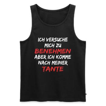 Ich versuche mich zu benehmen , komme nach Tante - Männer Premium Bio Tank Top - Schwarz - Vorne - Michal (187cm)