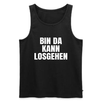 Bin da Kann losgehen ! spruch Kann losgehen - Männer Premium Bio Tank Top - Schwarz - Vorne - Michal (187cm)