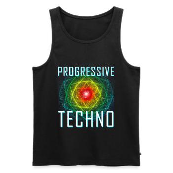 Progressive Techno Club Party Rave Music - Men's Premium Organic Tank Top - black - Front - AI Model Male 178 light (178cm)