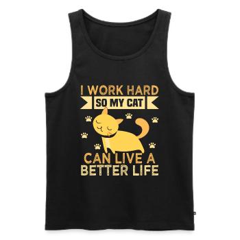 Cats love cats lady work - Men's Premium Organic Tank Top - black - Front - AI Model Male 178 light (178cm)