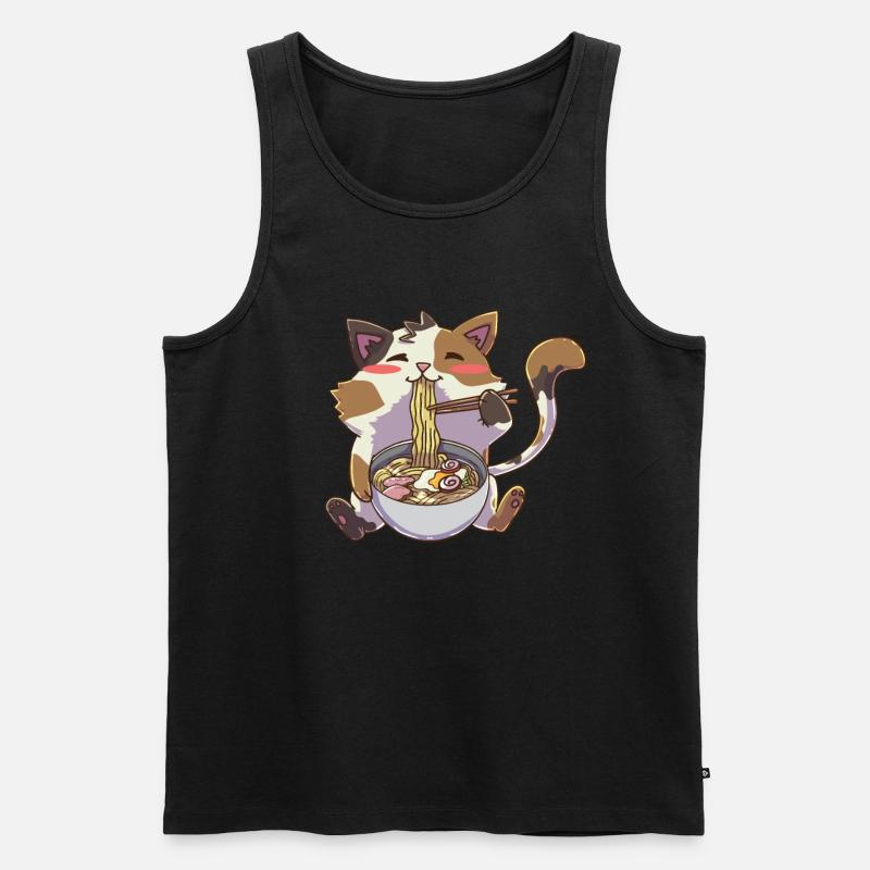 Ramen Neko Katze Kawaii - Männer Premium Bio Tank Top - Schwarz