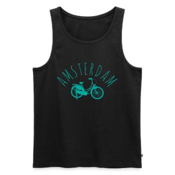 Amsterdam - Men's Premium Organic Tank Top - black - Front - Michal (187cm)