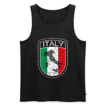 Italien Italienisch Italia Wappen Heimatland - Männer Premium Bio Tank Top - Schwarz - Vorne - AI Model Male 178 light (178cm)