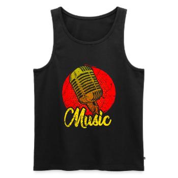 Microphone Chanteur Chanteur Chant musical - Débardeur bio Premium Homme - noir - Devant - Michal (187cm)