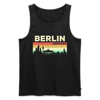 Berlin, capitale de l'horizon, Allemagne - Débardeur bio Premium Homme - noir - Devant - AI Model Male 178 light (178cm)