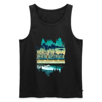 Perth Australien Retro Urlaub - Männer Premium Bio Tank Top - Schwarz - Vorne - AI Model Male 178 light (178cm)