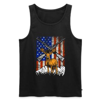 Jagen USA Wildjagd Hirsch Geweih Jaeger 4 - Männer Premium Bio Tank Top - Schwarz - Vorne - Michal (187cm)