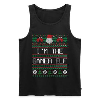 Elfe gamer de noël - Débardeur bio Premium Homme - noir - Devant - Michal (187cm)