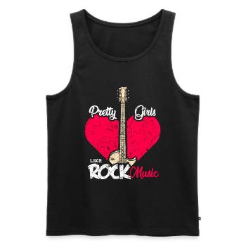Pretty girls like rock music vintage - Men's Premium Organic Tank Top - black - Front - AI Model Male 178 light (178cm)