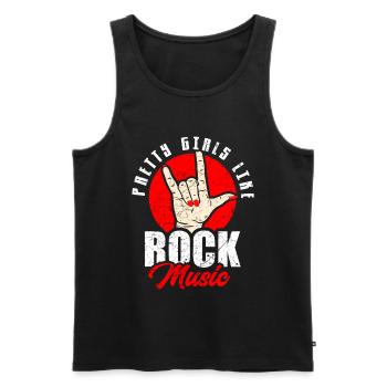 Jolies filles aiment la musique rock vintage - Débardeur bio Premium Homme - noir - Devant - Michal (187cm)