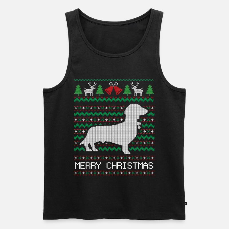 Weihnachts-Dackel - Männer Premium Bio Tank Top - Schwarz