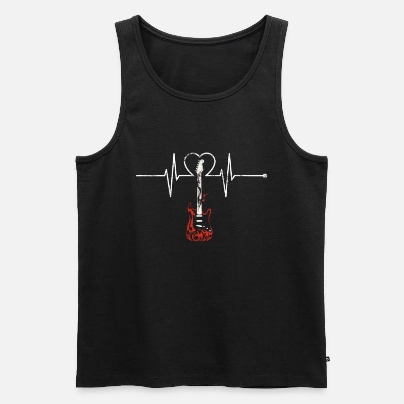 Rock Pulsfrequenz Rock and Roll Musik Gitarre - Männer Premium Bio Tank Top - Schwarz