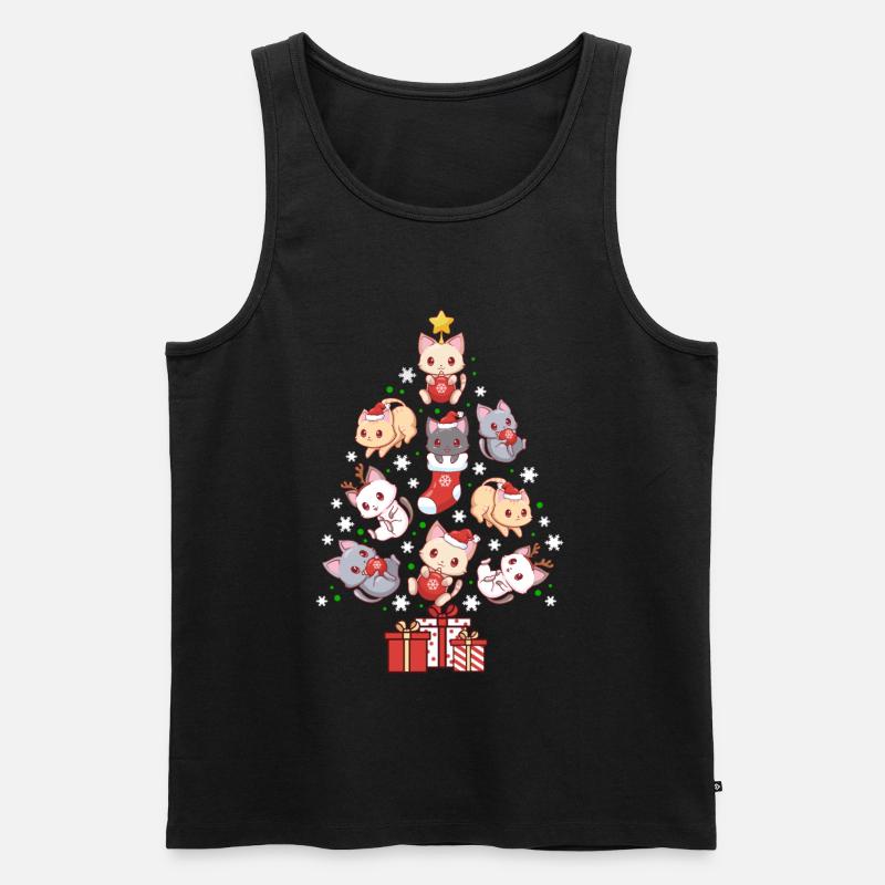 Weihnachtsbaumkatzen - Männer Premium Bio Tank Top - Schwarz