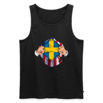 Suède USA pays d'origine armoiries drapeau fierté - Débardeur bio Premium Homme - noir - Devant - Michal (187cm)