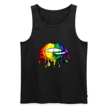 LGBT Lips Merch - Débardeur bio Premium Homme - noir - Devant - AI Model Male 178 light (178cm)