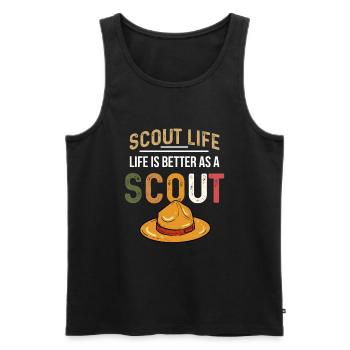 scout - Débardeur bio Premium Homme - noir - Devant - AI Model Male 178 light (178cm)