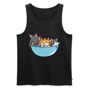 Anime-Ramen-Katze - Männer Premium Bio Tank Top - Schwarz - Vorne - AI Model Male 178 light (178cm)