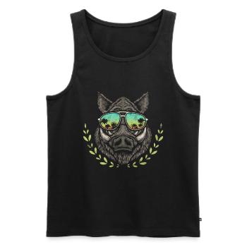 Wild boar hunting forester wild boar hunting trophy wild - Men's Premium Organic Tank Top - black - Front - Michal (187cm)