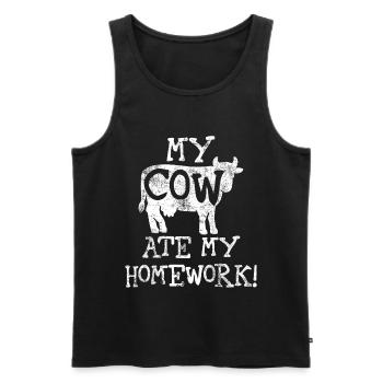 Vache de retour à l'école - Débardeur bio Premium Homme - noir - Devant - Michal (187cm)