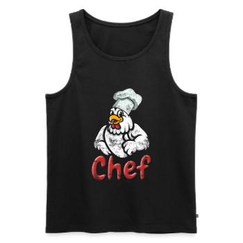 Chef poulet cuisson cuisine cuisson cadeau - Débardeur bio Premium Homme - noir - Devant - Michal (187cm)