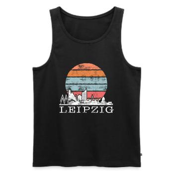 Mein Leipzig Skyline Deutschland Heimat Stadt - Männer Premium Bio Tank Top - Schwarz - Vorne - Michal (187cm)