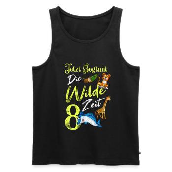 Kindergeburtstag 8 Jahre Safari Geburtstag 8 - Männer Premium Bio Tank Top - Schwarz - Vorne - Michal (187cm)