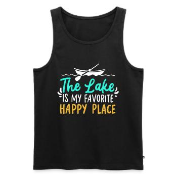 Lac d'aviron de pêche - Débardeur bio Premium Homme - noir - Devant - Michal (187cm)